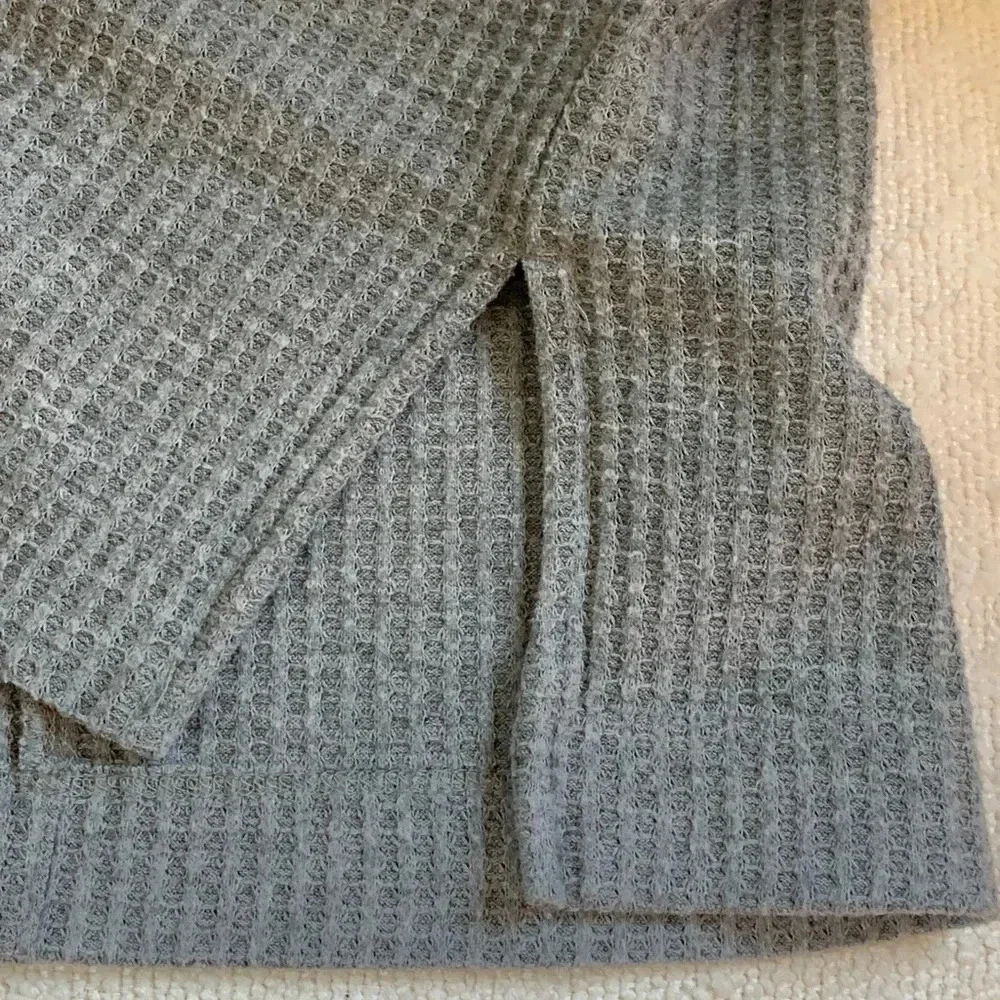 LOFT Grey Waffle Knit Oversized Pullover Tunic Sweater Cowl Neck sz S
